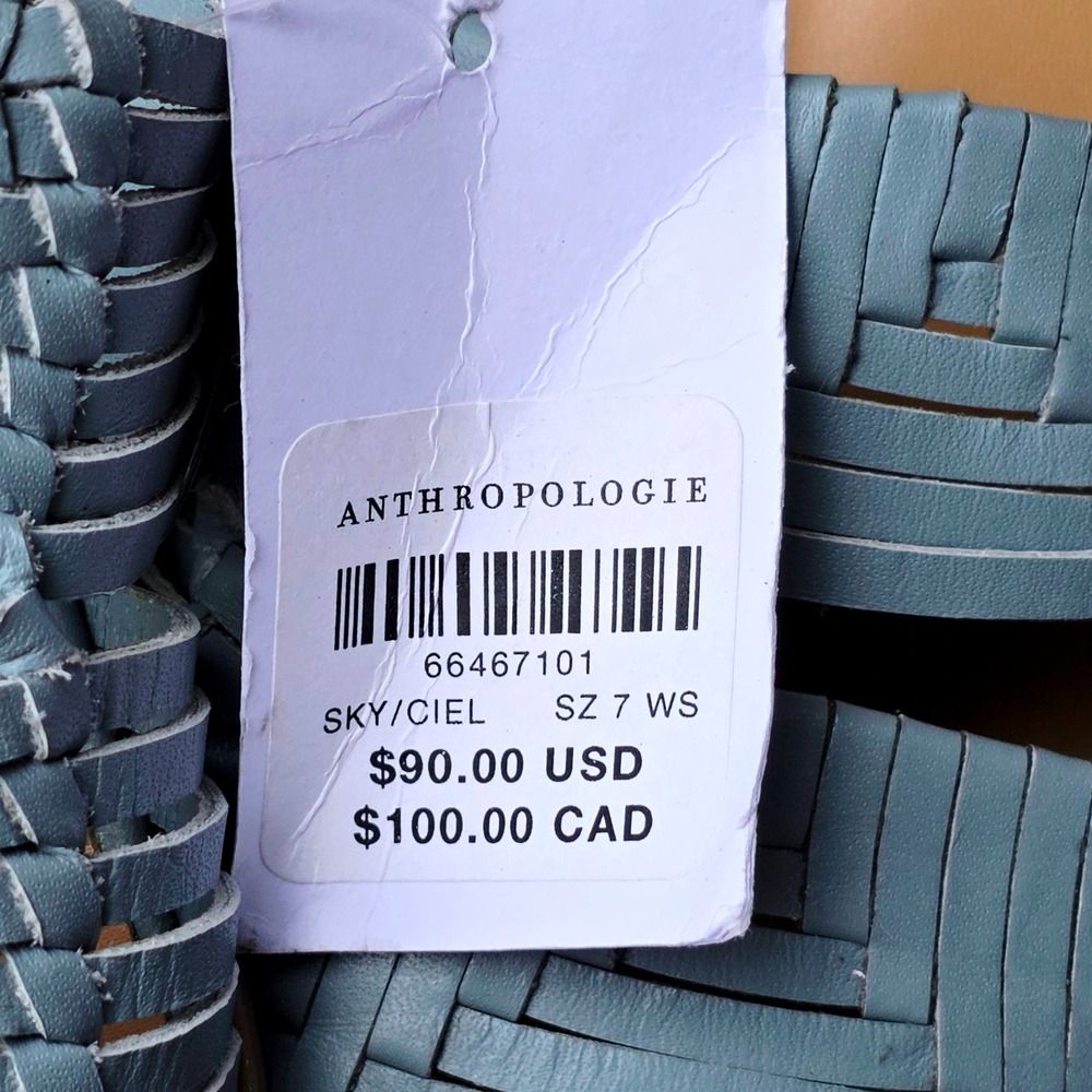Matisse East End Woven Leather Mules Light Blue Pointed Toe Slides Size 7 NEW - Picture 4 of 5